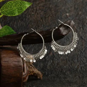 Silver / Gold Plated Round Shaped Hanging Charms Hoops Earring