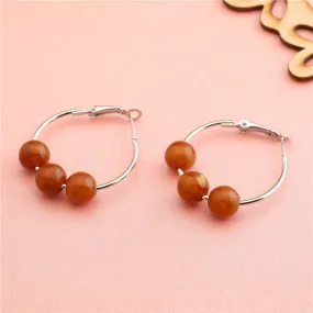 Silver Plated Circular Shape Beaded Hoops Earring
