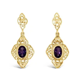 Vintage Style Amethyst Drop Earrings