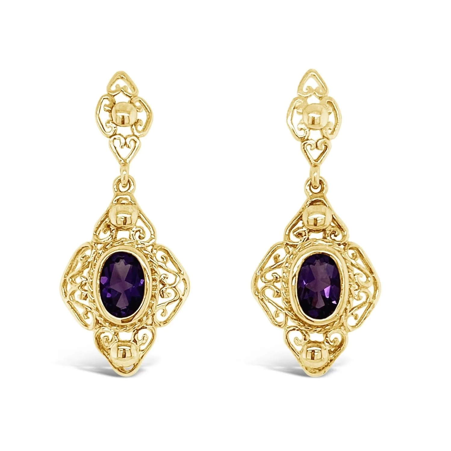 Vintage Style Amethyst Drop Earrings