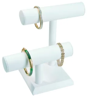 White Leatherette Off Set Double T Bar