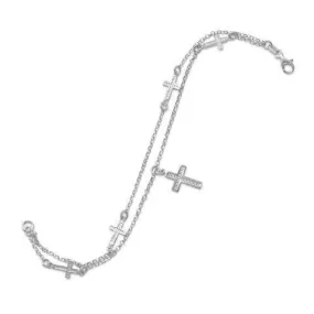 Women's Sterling Silver Cross Charm Bracelet